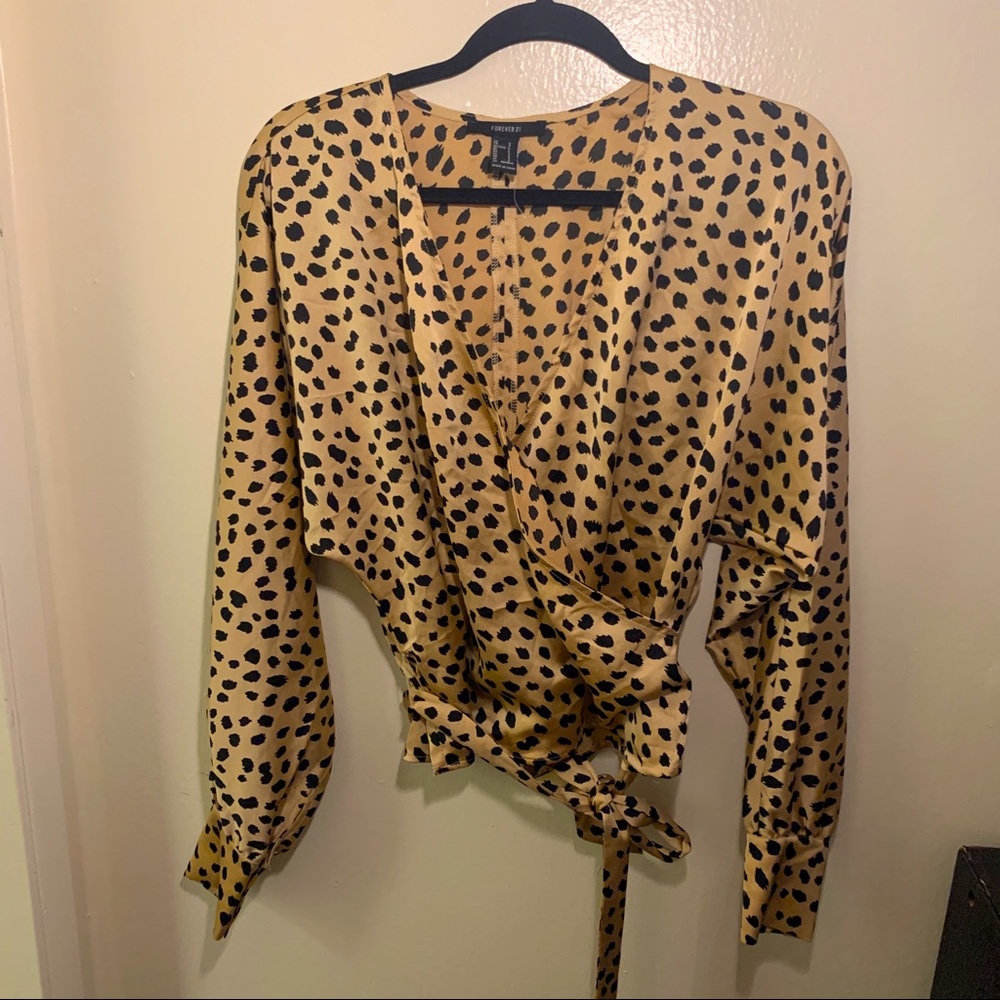 Cheetah wrap blouse